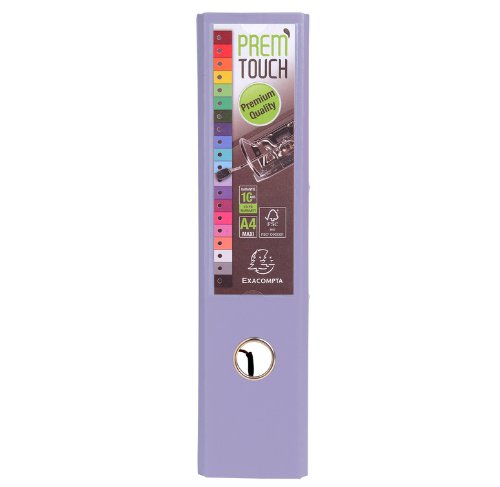 Exacompta Set di 5 Raccoglitori a Leva Prem' Touch – in polipropilene Int/Ext dorso 80 mm rinforzato lilla