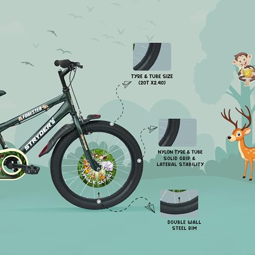 Image of Stryder Forester 20-Inch BMX Cycle for Kids | Sturdy Steel Frame | C Brakes | Rigid Suspension | Nylon Tyres | Suitable for Ages 7-13 Years |Cycle for Kids | Forest Green