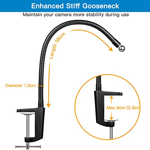 Pipishell 15 Inch Webcam Stand - Enhanced Flexible Gooseneck with Jaws Clamp Clip Desk Mount Holder for Logitech Webcam 30e,C930,C920, 22x,C922,... - Image 3