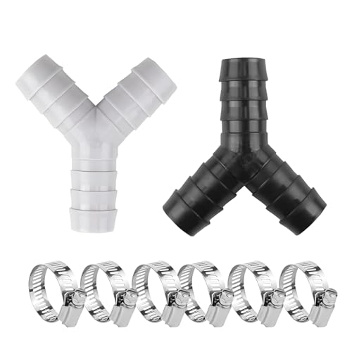 2 Sets Universal Washing Machine Y-Shaped Drain Hose Splitter -Fitting,Connector Reducer,Plastic Dishwasher Connector for Split Pipe Connection, Three-Way Adapter with Clamp for Bathroom and Kitchen