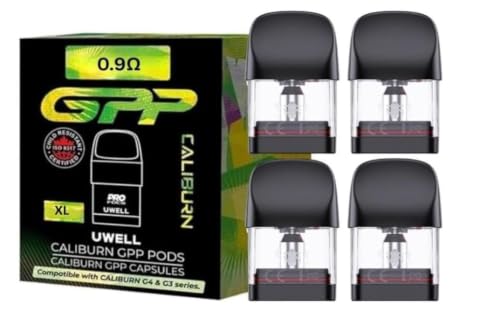 Uwell Caliburn G3 / GPP XL & 2ML Pods -Pack of 4 XL - Compatible with Caliburn G3 & G4 Range - Available in 0.4 0.6 0.9 1.2 -XL No Nicotine (0.9 OHM XL)