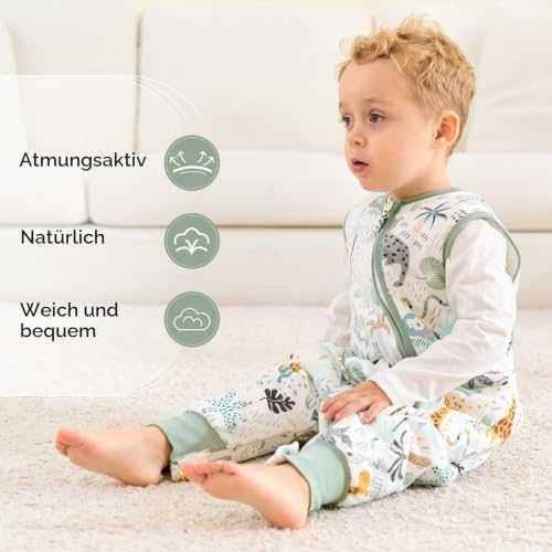 Yoofoss 2er Pack Baby Schlafsack mit Füßen 1.5 Tog Baumwolle Schlafsack Baby mit Beinen Herbst Winter Babyschlafsack für 4-6 Jahre Kinder… – Ansicht 4