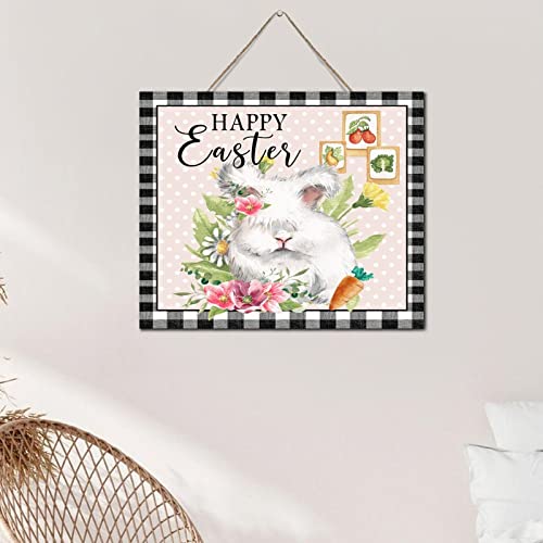 Panneau mural bois vieilli Happy Easter Bunny cadeau idéal - 5