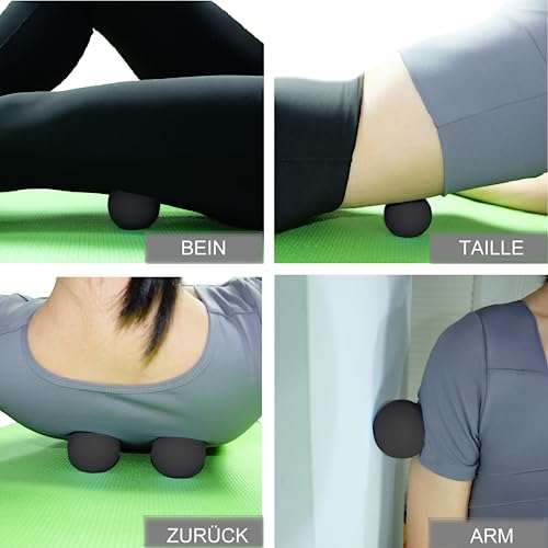 Massageball Faszienball Hart in Lacrosse Ball Größe für Rücken Beine Füße Hände. Triggerpunktball für Tiefengewebsmassage Myofasziale Muskel Entspannung Plantarfasziitis Yoga Pilates 2 Stück (Schwarz)