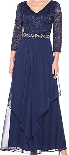 Image of Alex Evenings Womens Long Lace Top Empire Waist Dress