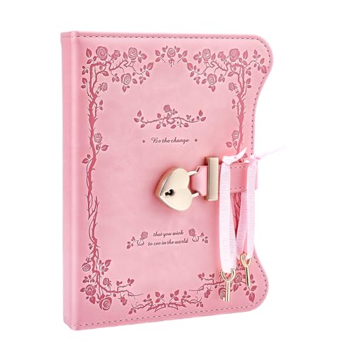 Journal avec serrure WADORN en cuir rose pour pensées secrètes