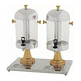 Winco 2-Piece Double Juice Dispensers with Gold Leg, 7-1/2-Quart