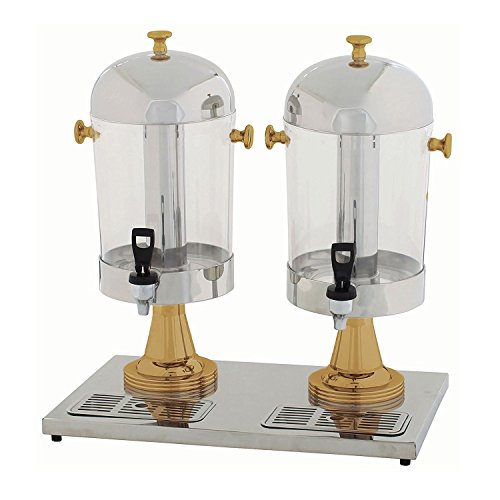 Winco 2-Piece Double Juice Dispensers with Gold Leg, 7-1/2-Quart