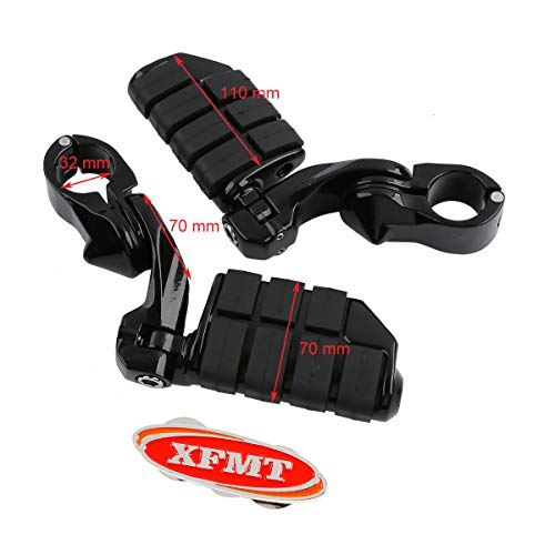 Xfmt 1.25" 1 1/4" Black Adjustable Highway Foot Pegs Compatible With Harley Honda Yamaha Suzuki #TOP2