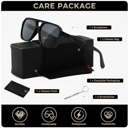 Image of SUNGAIT Men's Sunglasses Retro Aviator Polarized Square Shades UV400 Protection