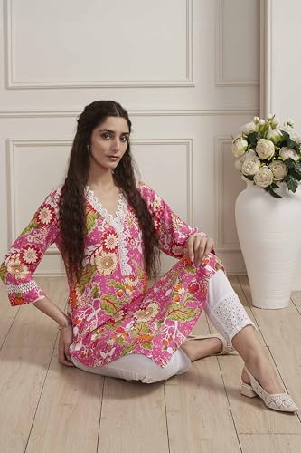 Image of BIBA Women Floral Printed Straight Kurta