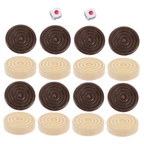 Toddmomy Travel Set Wooden Chess Pieces Round Checkers Wooden Game Pieces Educational Toy 26pcs Game Accessories Set