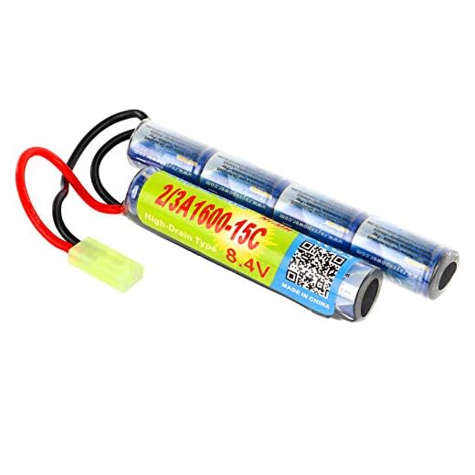 iRayzePower 8.4v 1600mAh Butterfly Nunchuck NIMH Battery Pack with Mini Tamiya Connector for Airsoft Guns …