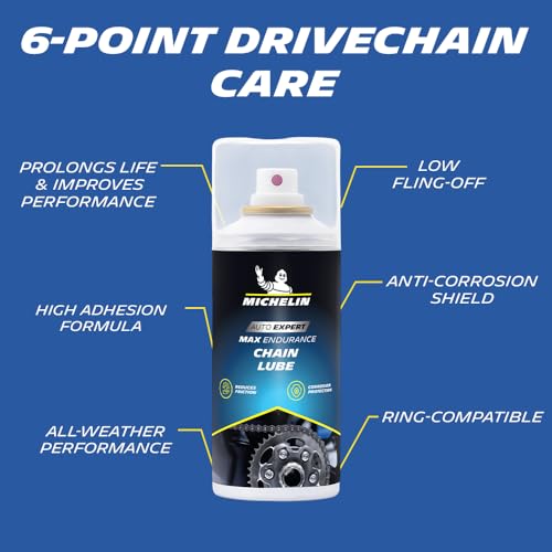 Image of Michelin Chain Lube for Bike 150ml Long-Lasting Weather Proof Chain Lubrication Spray Reduces Friction & Wear | Anti-Rust Corrosion Protection Cycle & Bike Chain Oil, Safe on Standard O, X & Z Rings