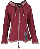 GURU SHOP Nepal Ethno Jacke, Bestickte Boho Jacke - Bordeauxrot, Damen, Size:M