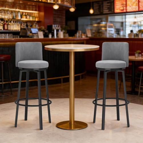 Tabourets de bar hauteur comptoir en velours avec dossier moderne x4