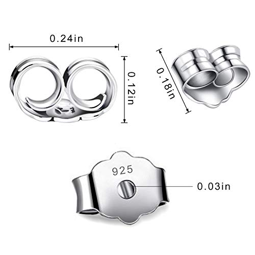 30Pcs/15 Pairs 925 Sterling Silver Earring Backs Replacement Secure Ear Locking, Butterfly Earring Backs Replacement Secure Ear Lockings For Stud Earrings Ear Nut For Posts6X4.5Mm #TOP1