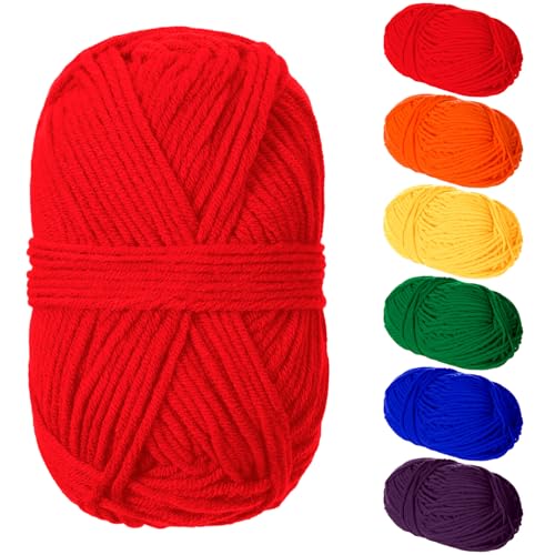 Image of Timgle 6 Pcs Skeins Rainbow Yarn for Gay Pride Crafts Multicolored Milk Cotton Yarn DIY Crochet and Knitting for LGBT Party Knitting Projects