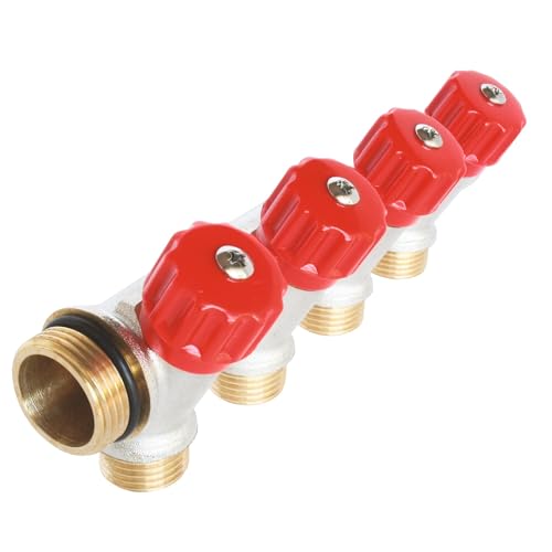 SOMATHERM FOR YOU, Collecteur de distribution 4 sorties à portée plate easy lock M15/21 avec vannes, en laiton nickelé, pour installations sanitaires et de...