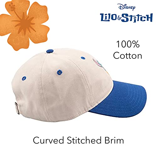 Image of Disney Stitch Dad Hat, Adjustable Cotton Baseball Cap with Curved Brim