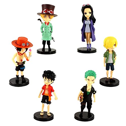 Image of Trunkin One Piece 6 Pcs Small Anime Action Figure Set Luffy Zoro Sanji Ace Sabo Robin PVC Figures Weeb Manga Collection Model Doll Gift Action Figurine