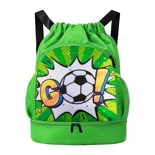 YUNCHONGuk Schwimmtasche Kinder,Schwimmbeutel Kinder,Schwimmrucksack Jungen,Cartoon Rucksack mit Kordelzug,Nasser und Trockener Sportrucksack,Wasserdicht Turnbeutel,Trainingstasche für Jungen Mädchen