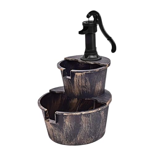 MagiDeal Fuente de Agua para jardín, Obra de, Paisaje Independiente, rústica, Bomba de Agua para, Patio, balcón