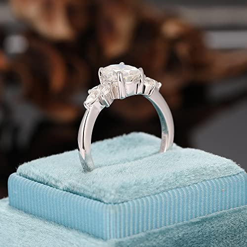 Frayerr Statement Ring - 925 Sterling Silver Minimalist Ring - Excellent Oval Cut 6X8Mm Lab Created Moissanite Ring - Marquise Cut Moissanite Cluster Ring - Gh Moissanite Engagement Ring (5.5) #TOP1