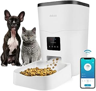 Dokoo Automatic Cat Feeder, App Control Smart Cat Food Dispenser with Portion Control, - Wi-Fi Auto Dog Feeder 1-10 Meals, Voice Record, Small & Medium Pets, BPA-Free, 3L/13cup