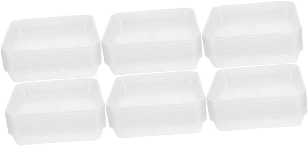 POPETPOP 60pcs Outdoor Plant Trays Plant Saucers for Pots Square Trays Serving for Live Drainage
