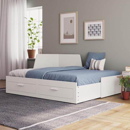 Image of Wakefit Bed | 3 Yr Warranty | Sofa Cum Bed, Comes with Drawer Storage, Noise-Free, Density: 680-750 kg /m, Termite & Borer Resistant, (Aster 78 x 30 - Frosty White)