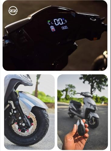 Image of MIOOX Electric Scooter with 60-70 km Range | 48V35AH Battery | Fast 3H Charging | Front Disc Brakes Rear Drum Brakes| Cruise Control, Reverse Mode, LED Lights | Lightweight 90 kg E-Scooty (White)