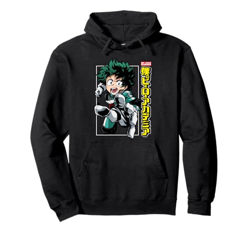 My Hero Academia Deku Action Pose with Kanji Anime Sudadera con Capucha