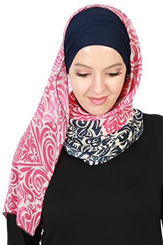 Aisha's Design Pre-tied Cotton Turbans for Women with Chiffon Shawl, Instant Scarf Hijab Stylish Design2