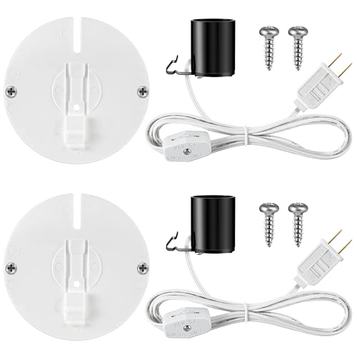 Meonum 2 Set Blow Mold Light Kit Replacement, E27 E26 Single Light Cord Kit with Switch Fuse Plug, for Indoor Outdoor Halloween Christmas Village House Craft Decorations and Salt Lamp