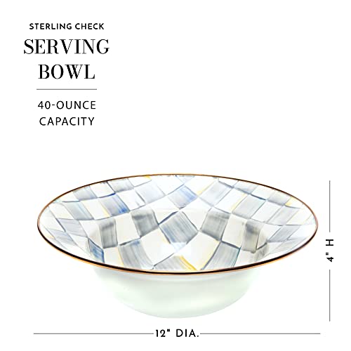 Mackenzie-Childs Sterling Check Serving Bowl, Large 12-Inch Enamel Serving Dish #TOP3