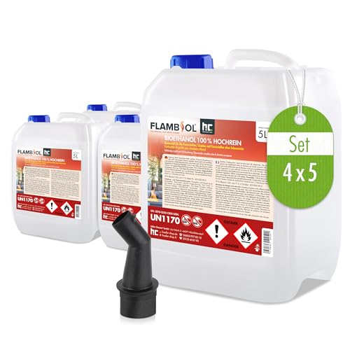 Höfer Chemie 20 L FLAMBIOL® Bioéthanol 99,9% Premium pour cheminée à l'éthanol, feu de Table...