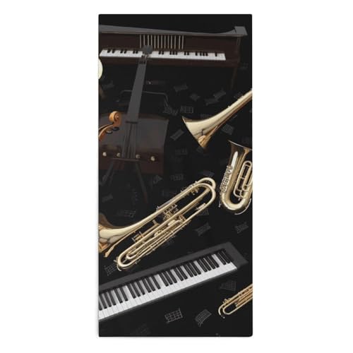 Serviette de bain en microfibre 72x35 cm avec imprimé instruments de musique pour les mains