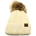 C.C Winter Sherpa Fleeced Lined Chunky Knit Stretch Pom Pom Beanie Hat Cap Solid Ivory by SK Hat Shop
