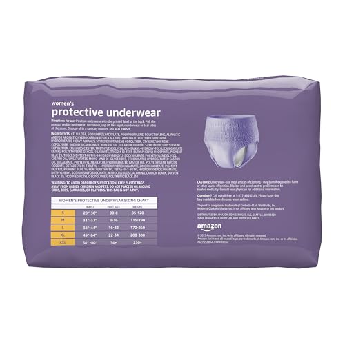 Image of Amazon Basics Incontinence Underwear for Women, Disposable, Postpartum, Maximum Absorbency, Bladder Leak Protection, Odor Control, Comfortable Fit, Small, Lavender, 72 Count (3 Packs of 24)