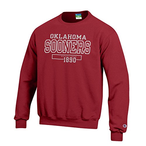Champion NCAA Mens Long Sleeve Eco Powerblend Sweatshirt Unisex Officially Licensed Crewneck Fleece Oklahoma Sooners X-Large