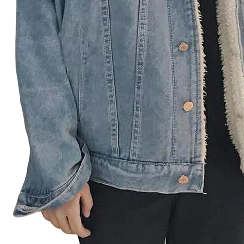 Chaqueta de mezclilla para hombre DGHM-JLMY, acolchada con sherpa miniatura 4