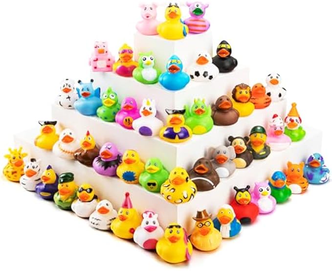 100 Pcs Rubber Ducks, Random Assortment Mini Rubber Duck Toys, Assortment Duckies for Jeeps Ducking, Bulk Floater Duck Bath Toys, Baby Bath Toy, Birthday Gifts, Holiday Party Favors