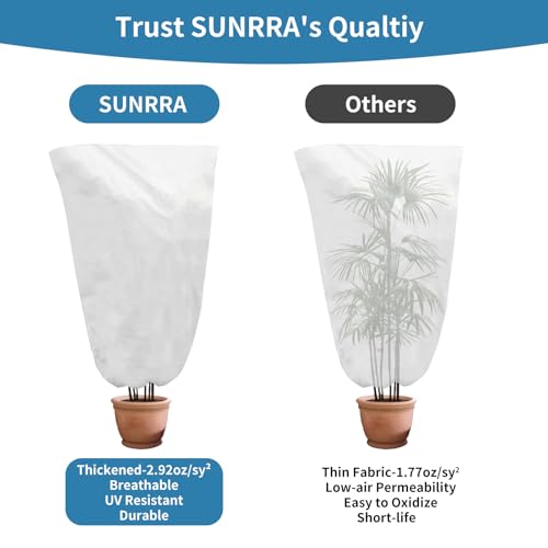 SUNRRA 3Pack 48"x72" Plant Covers Freeze Protection, 2.92 oz/yd² Thickened Frost Cloths for Outdoor Plants, Tree Blanket Jacket for Shrubs Potted Winter Cold Weather with Zipper and Drawstring by SUNRRA - Image 7