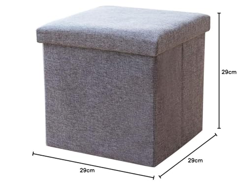 Image of JUGTE Folding Storage Ottoman, Long Sofa Bench, Fabric Linen Footrest Stool for Makeup Cosmetic Laundry, Toys Storage Organizer Bin Box with Lidded Cover (Grey)