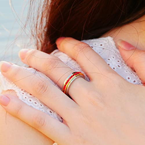 Image of Muses Art Design Fidget Rings, Anxiety Rings, Spinner Rings, Band Rings with Birthstone, Stainless Steel, Women and Men, Meditation Rings, Thumb Rings, Stress Relieving and Anxiety Reducing
