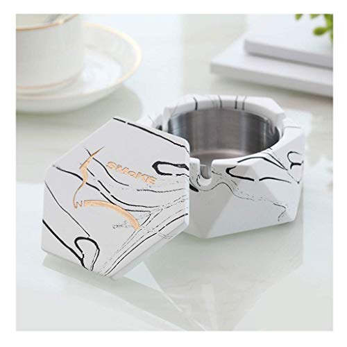 灰皿 セメントタバコ灰皿灰収納ケースギフト防風灰皿蓋付きスクエアシガー喫煙アクセサリーグレー 屋外 (White,A)