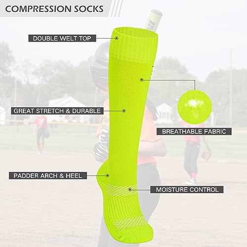 American Trends Girls Softball Socks with Stitches 3 Pairs Youth Athletic Socks for Soccer, Baseball, Softball, Football4