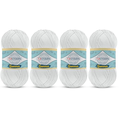 Image of Yarn for Crocheting & Knitting - 4 Skeins (4x383 Yds) (1051055 - Sugar White) Crochet Yarn - 100% Microfiber Acrylic Yarn - Knitting Yarn for Craft Projects