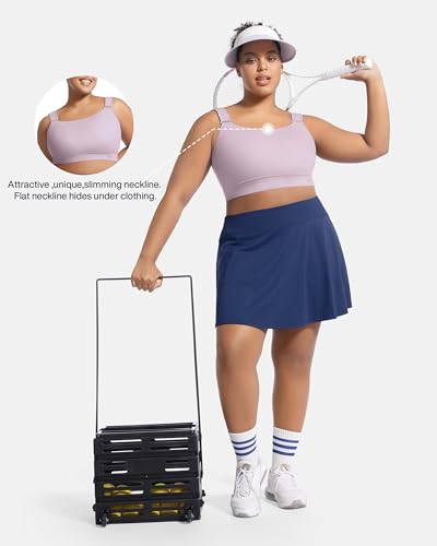 Image of Women's Sports Bra Wirefree Adjustable Medium-High Support Everyday Wear for Large Bust Plus Size with Removable Pads